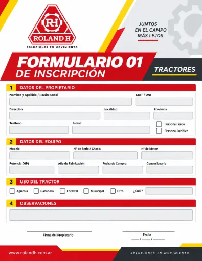 Formulario 01 de Inscripción Tractores